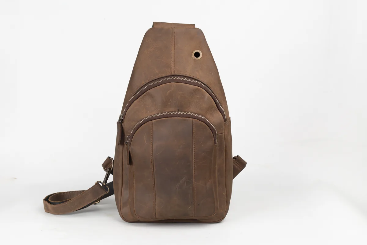 Loretta Crazy Horse Leather Chest Bag